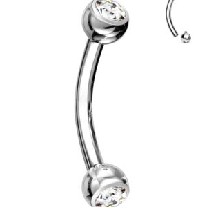 COCHARM G23 Solid Titanium 14G Belly Button Rings CZ Cute Internally Threaded Hypoallergenic Belly Piercing Navel Rings