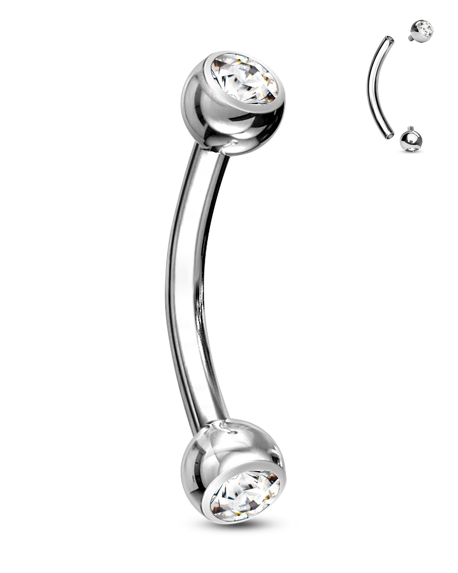 COCHARM G23 Solid Titanium 14G Belly Button Rings CZ Cute Internally Threaded Hypoallergenic Belly Piercing Navel Rings