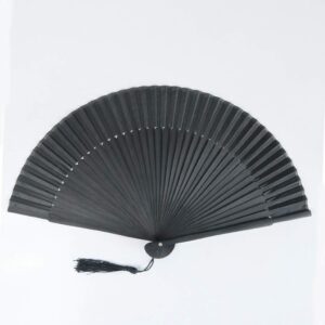 Handmade Folding Fan Oriental Handmade Portable Pocket Fan Chinese Style Hand Fan Black Silk Fabric Bamboo Handheld Folding Fan Handheld Fan (Color : Black)