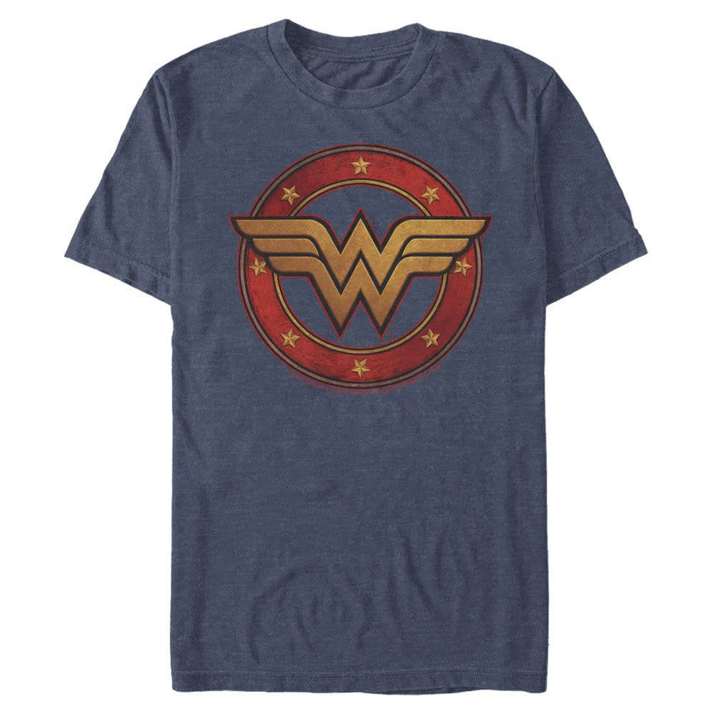 Warner Brothers Men's Big Wonder Woman Metal Logo, Navy Blue Heather, 2X-Large Tall