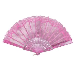 handmade folding fan folding held fan pattern dance wedding party lace folding hand held flower fan hand held fan chinese fan handheld fan (color : c)