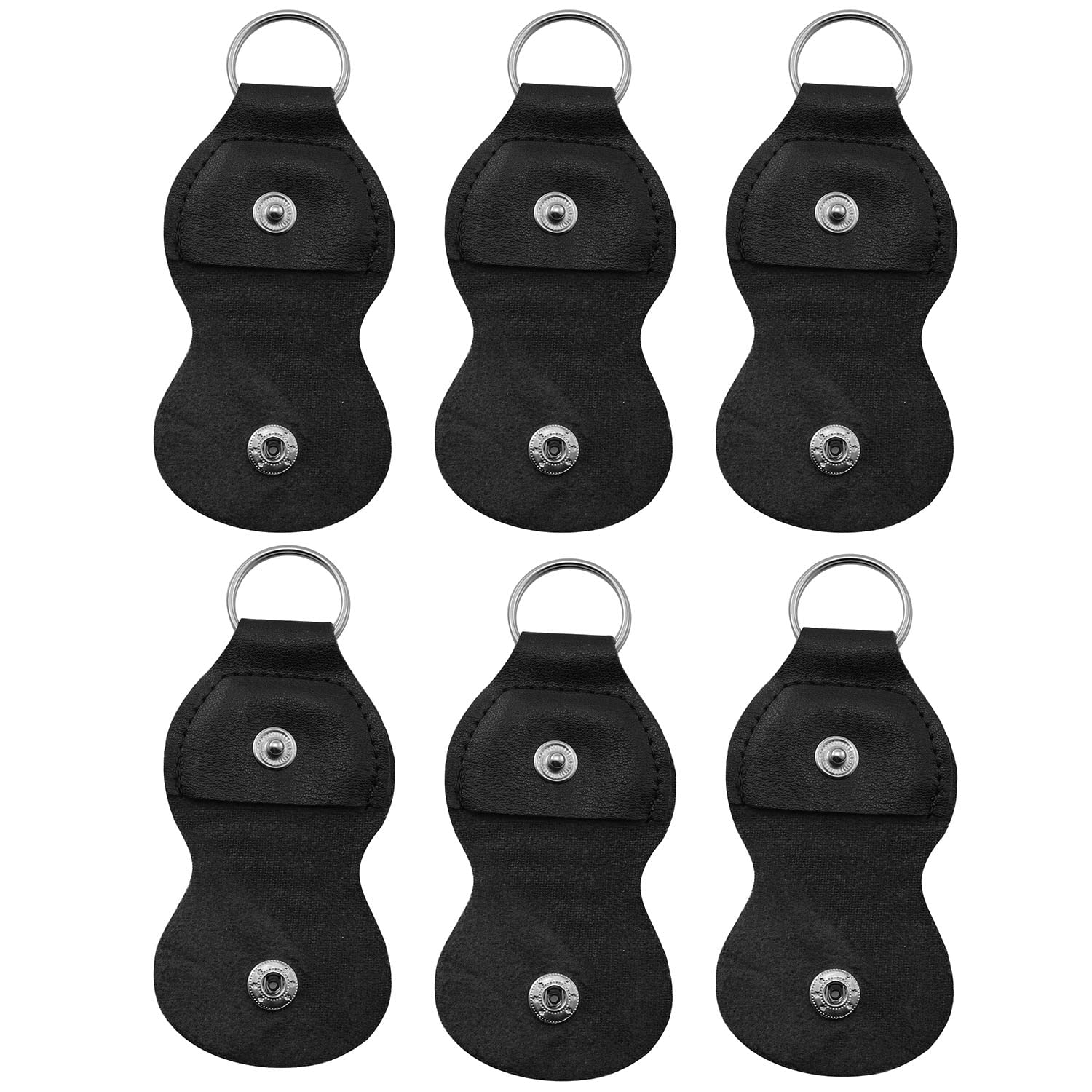 FMHXG 6pcs Guitar Picks Holder Case Leather Black Plectrum Buckle Guitar Keychain Guitar Accessories