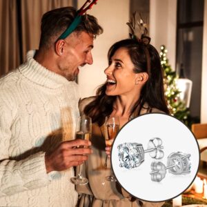 Moissanite Stud Earrings, 0.2CT-8.0CT a Pair Hypoallergenic Earrings D Color VVS1 Clarity Brilliant Round Cut Lab Created Moissanite Diamond Earrings 18K White Yellow Gold Plated S925 Sterling Silver