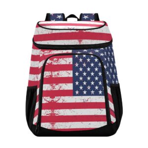 American Flag Cooler Backpacks Leakproof Backpack Cooler Insulated Lunch Cooler Bag 30 Cans Camping Coolers for Picnic Beach Road Trip