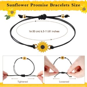 60 Pcs Sunflower Bracelet Anklet Pinky Promise Friendship Bracelet, Boho Adjustable Bracelets Friend Long Distance Friendship Gifts for Women Teen Girls