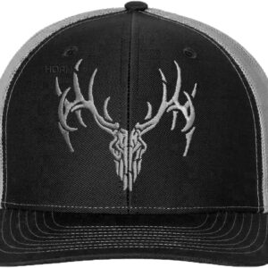 HORN GEAR Trucker Hat - Deer Skull Hat Edition (Black/Charcoal)