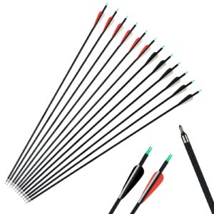 NC93 28/30/32 Inch Archery Arrows Mixed Carbon Arrow Target Practice Hunting Arrows Spine 500 for Compound Recurve Long Bows 6/12pcs (32 inch, Black 12pcs)