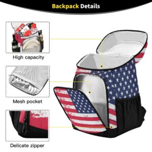 American Flag Cooler Backpacks Leakproof Backpack Cooler Insulated Lunch Cooler Bag 30 Cans Camping Coolers for Picnic Beach Road Trip