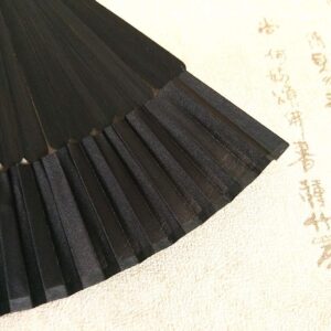 Handmade Folding Fan Oriental Handmade Portable Pocket Fan Chinese Style Hand Fan Black Silk Fabric Bamboo Handheld Folding Fan Handheld Fan (Color : Black)