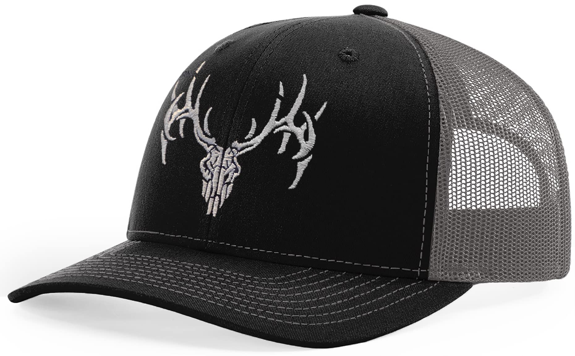 HORN GEAR Trucker Hat - Deer Skull Hat Edition (Black/Charcoal)