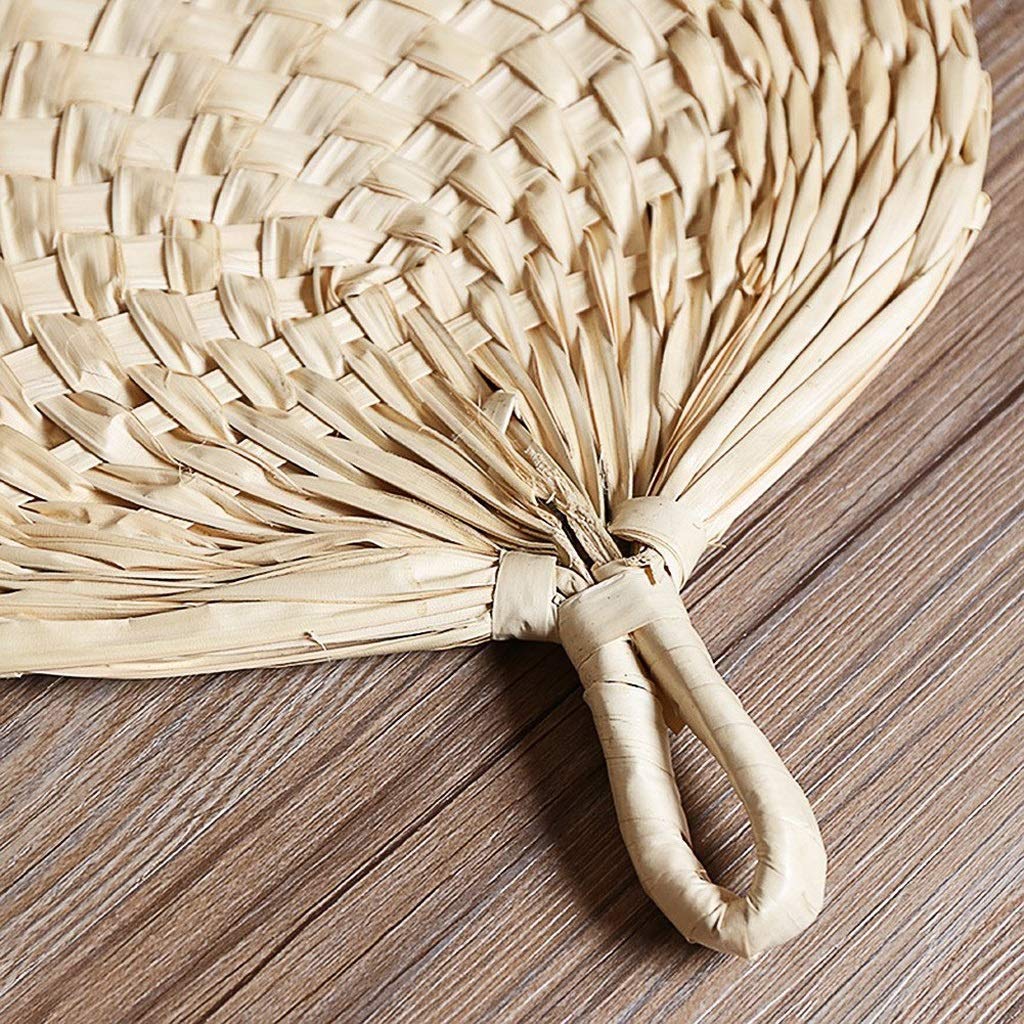 Handmade Folding Fan Chinese Style Handmade Fan Natural Hand Weaving Fan Blades Portable Cooling Fan for Camping Hiking Handheld Fan (Color : Natural)