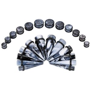 Stuppendux 24PCS 00G-13/16 10mm-20mm Acrylic Big Gauges Kit Ear Stretching Tunnels Plugs Tapers Expander