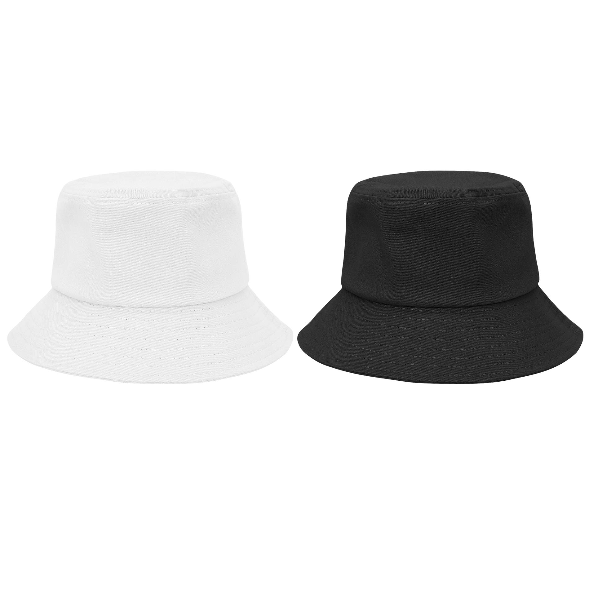 Unisex Athletic Bucket Hat Solid Colors Sun Hat with UV Protection for Outdoor Sports Packable Summer Hats White Black