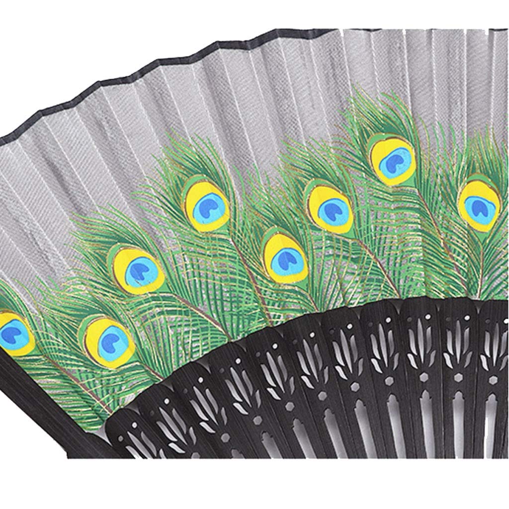 Handmade Folding Fan Peacock Fan Ancient Wind Female Fan Ladies Folding Fan Ethnic Wind Small Fan Handheld Fan