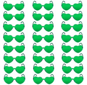 nudala heart rimless sunglasses love candy bachelorette party glasses funky transparent sunglasses party favor (24 green)