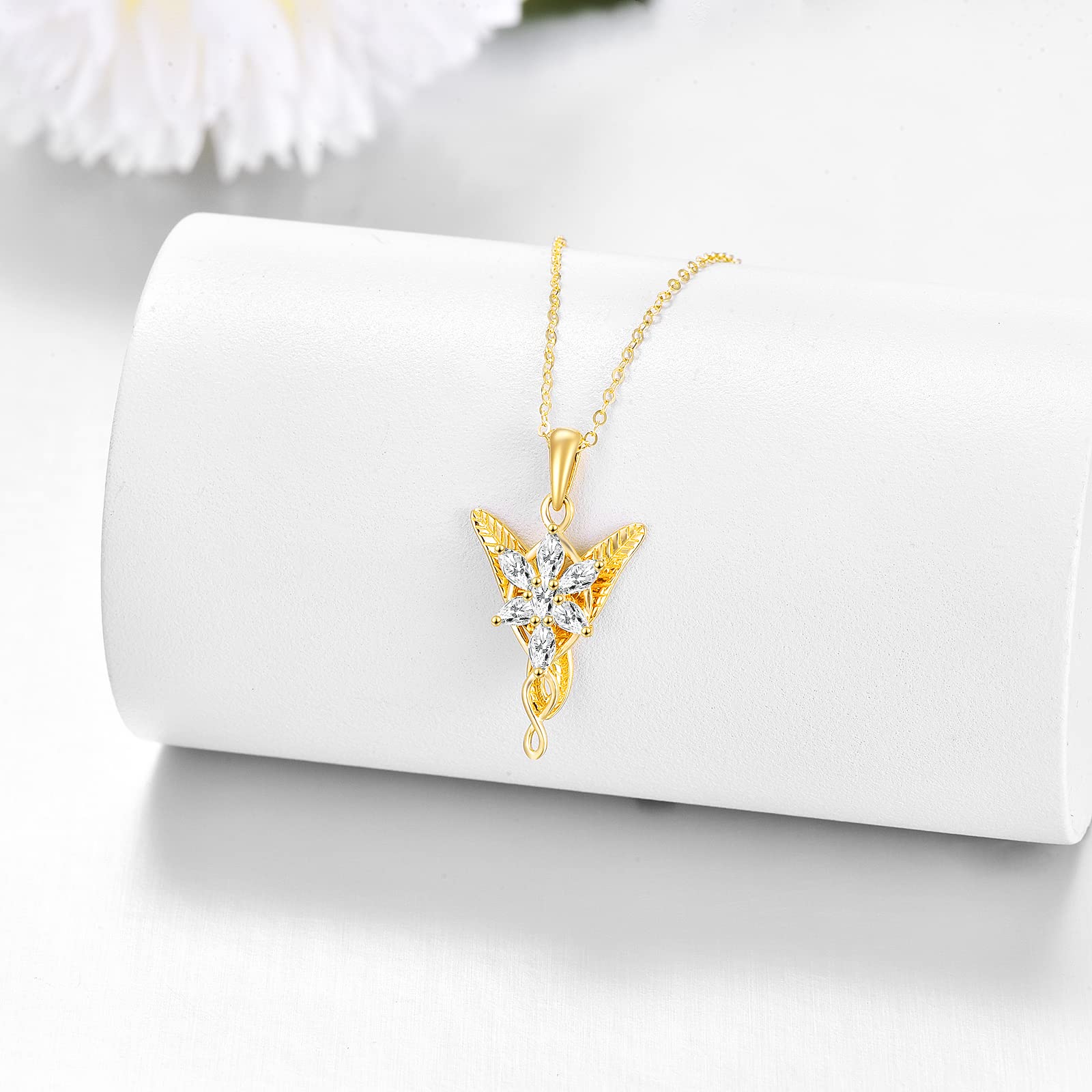 KECHO 14K Gold Arwen Evenstar Necklace Mothers Birthday Valentines Day Gifts for Women