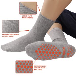 Aaronano Non Slip Grippy Sock-Non Skid Crew Socks for Elderly Yoga Hospital Socks Men Women 5 light Gray L