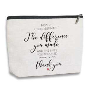 inspirational gifts for women, leaving gifts for colleagues coworker teacher, thank you gifts for women - never underestimate the difference you made and the lives you touched bracelet makeup bag