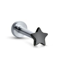 nose ring bling titanium labret monroe ear cartilage threadless push pin nose stud black star 1/4'' (6mm) post 18g