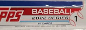 2022 Topps Series 1 Factory Sealed Hanger Box with 67 Cards including Possible Rookies Autographs and Jersey Cards