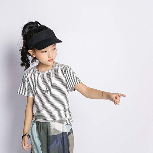 Kids Visor Sun Hat Adjustable Athletic Sports Hat 6 to 12 Years Old (Black+White, 52cm/Fit for 2-6Years)