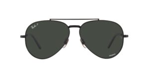 ray-ban rb8225 aviator titanium sunglasses, black/polarized dark grey, 62 mm