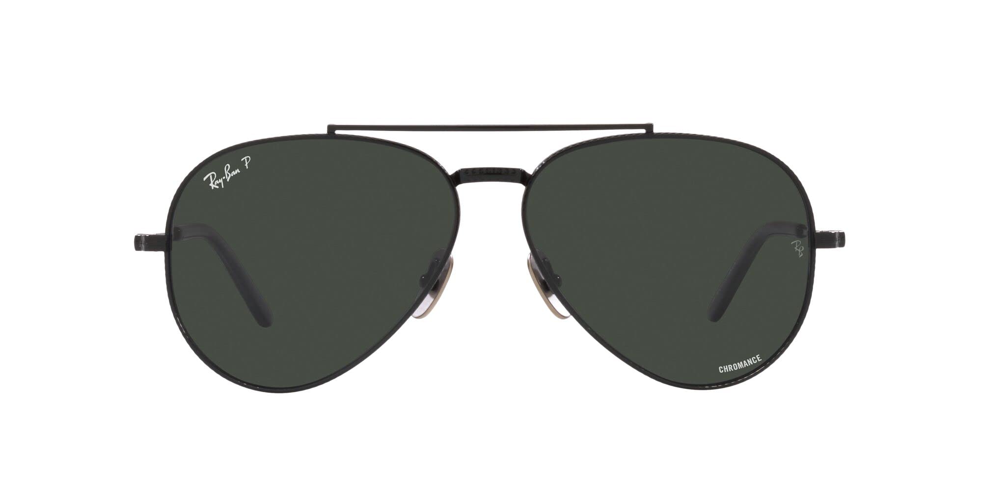 Ray-Ban RB8225 Aviator Titanium Sunglasses, Black/Polarized Dark Grey, 62 mm