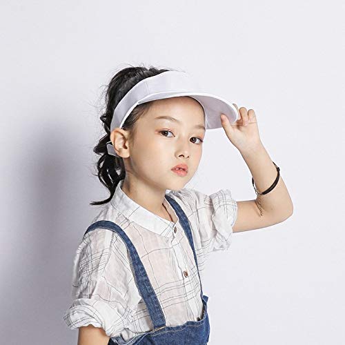 Kids Visor Sun Hat Adjustable Athletic Sports Hat 6 to 12 Years Old (Black+White, 52cm/Fit for 2-6Years)