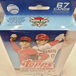 2022 Topps Series 1 Factory Sealed Hanger Box with 67 Cards including Possible Rookies Autographs and Jersey Cards