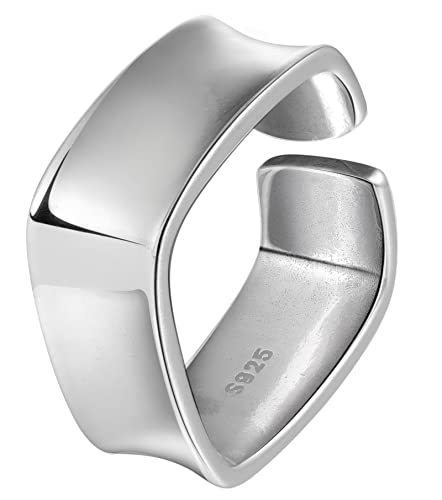 OAYAO Sterling Silver Rings for Women Men, Unisex Wide Band Thumb Ring, Handmade Chunky Silver Rings Aesthetic, Adjustable Jewelry Signet Rings for Men Size 9-10.5