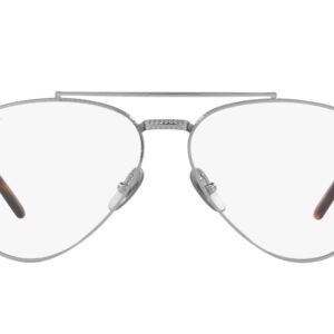 Ray-Ban RX8225V Aviator Titanium Pilot Prescription Eyewear Frames, Silver/Demo Lens, 55 mm