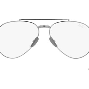 Ray-Ban RX8225V Aviator Titanium Pilot Prescription Eyewear Frames, Silver/Demo Lens, 55 mm