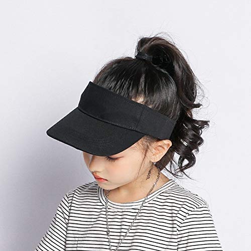 Kids Visor Sun Hat Adjustable Athletic Sports Hat 6 to 12 Years Old (Black+White, 52cm/Fit for 2-6Years)