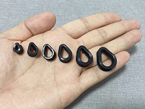 Colorful Teardrop Thin Silicone Flexible Double Flared Ear Tunnels and Plugs Boho Style Hollow Ear Piercing Gauge Expander Stretching Tunnels Comfortable Soft Sleeper Ear Plugs (00g(10mm), Black)