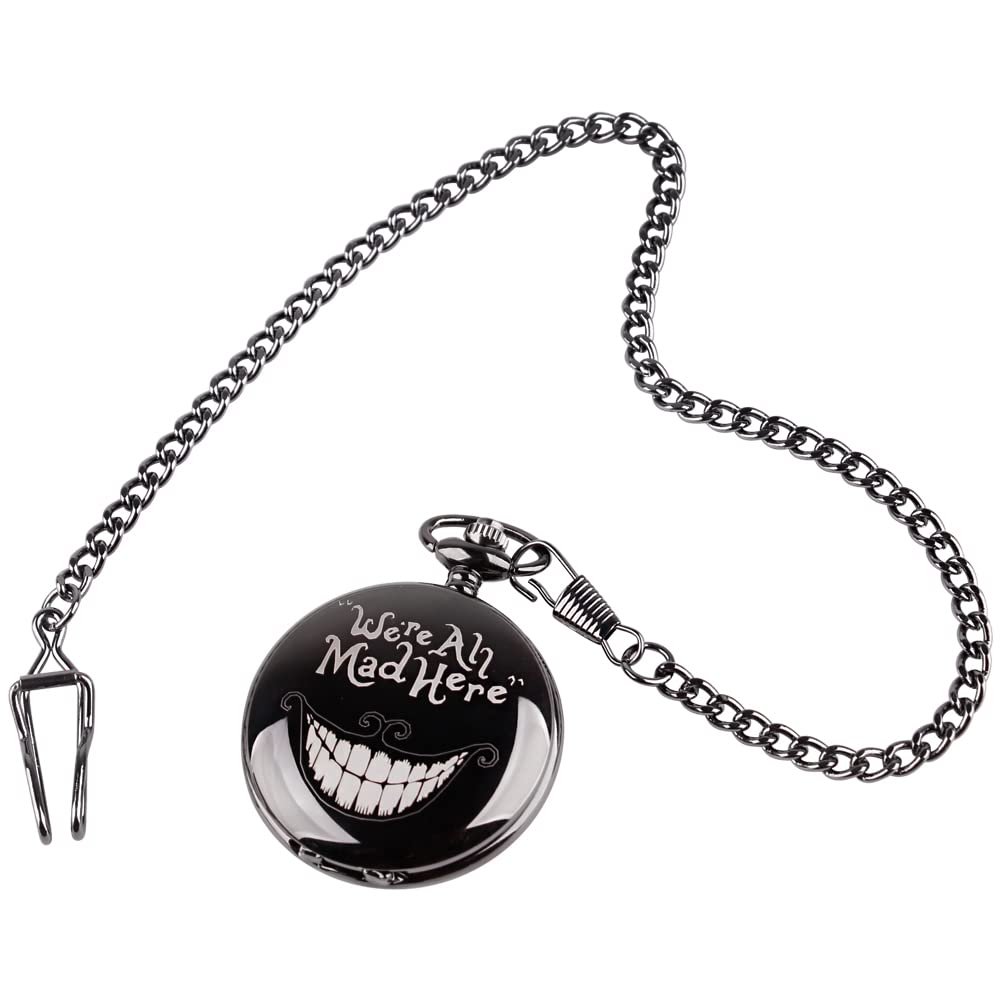 Alice Pocket Watch Lovely Pattern Quartz Pocket Watch with 37CM Chain Cosplay Best Gifts