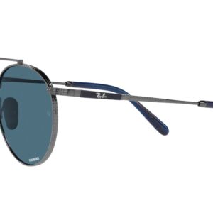 Ray-Ban RB8237 Round II Titanium Sunglasses, Gunmetal/Polarized Blue, 53 mm