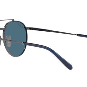 Ray-Ban RB8237 Round II Titanium Sunglasses, Gunmetal/Polarized Blue, 53 mm