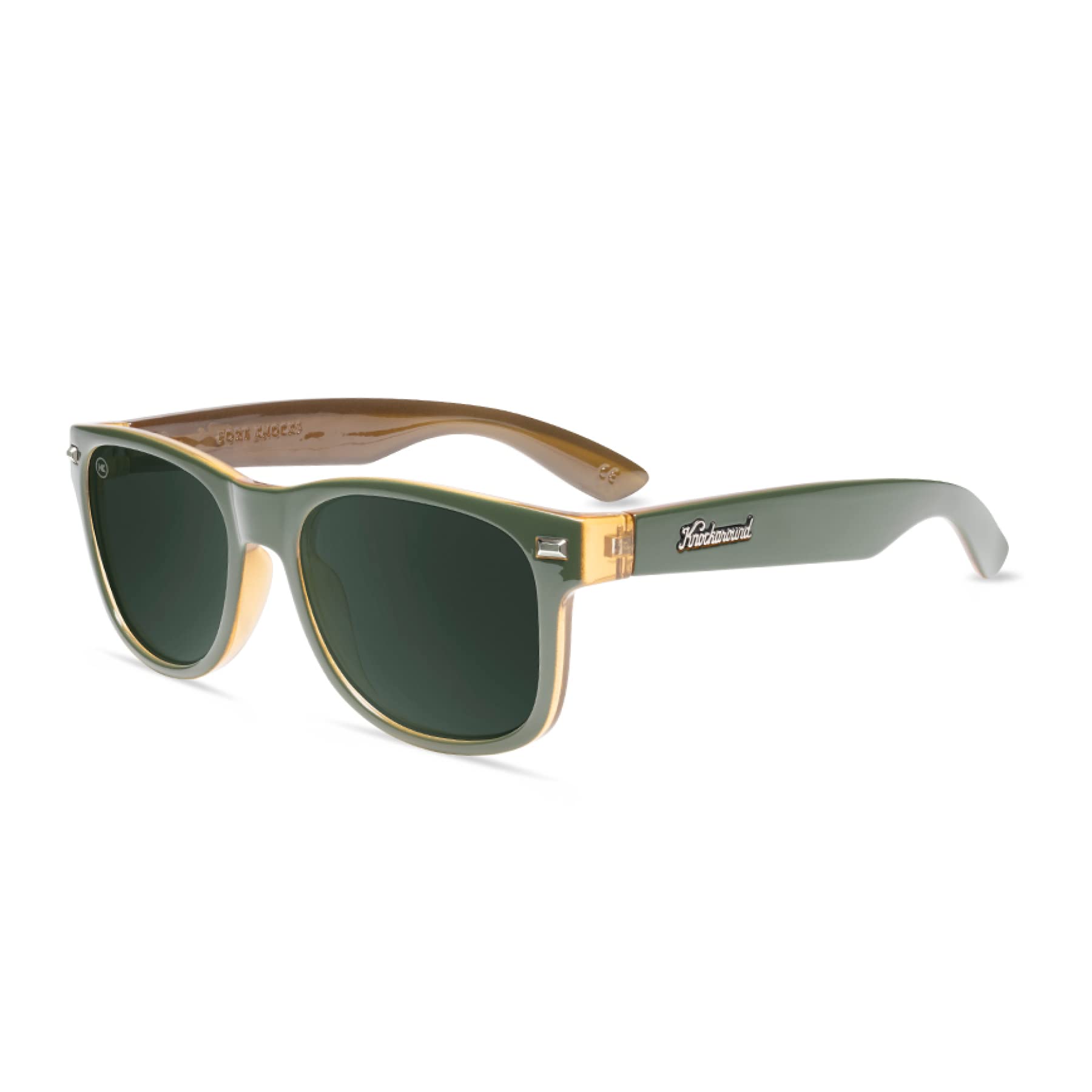 Knockaround Fort Knocks Polarized Sunglasses for Men & Women - Impact Resistant Lenses & Full UV400 Protection, Army Green and Amber Frames/Aviator Green Lenses