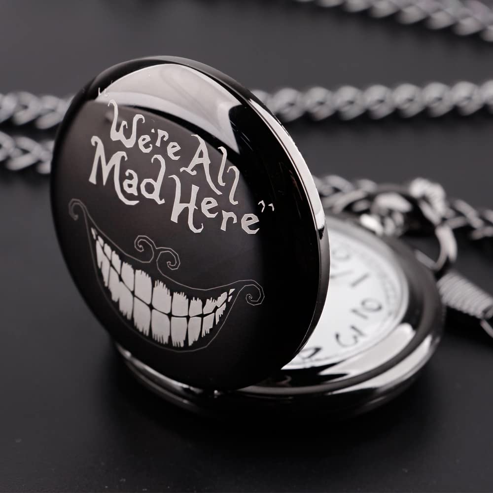 Alice Pocket Watch Lovely Pattern Quartz Pocket Watch with 37CM Chain Cosplay Best Gifts