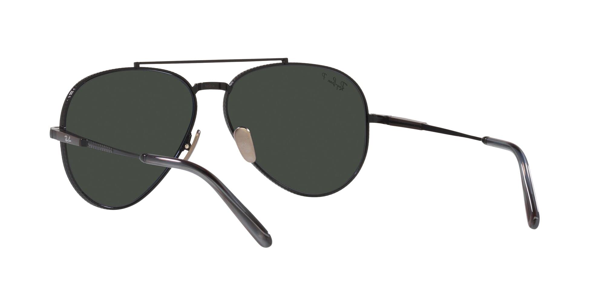 Ray-Ban RB8225 Aviator Titanium Sunglasses, Black/Polarized Dark Grey, 62 mm