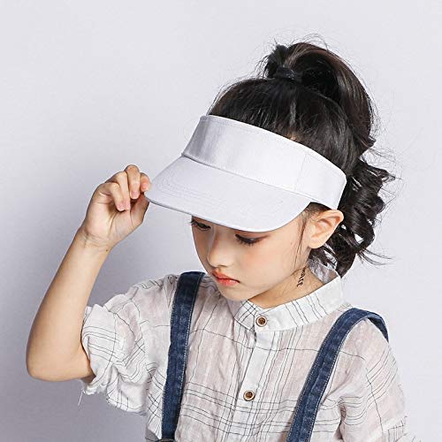 Kids Visor Sun Hat Adjustable Athletic Sports Hat 6 to 12 Years Old (Black+White, 52cm/Fit for 2-6Years)