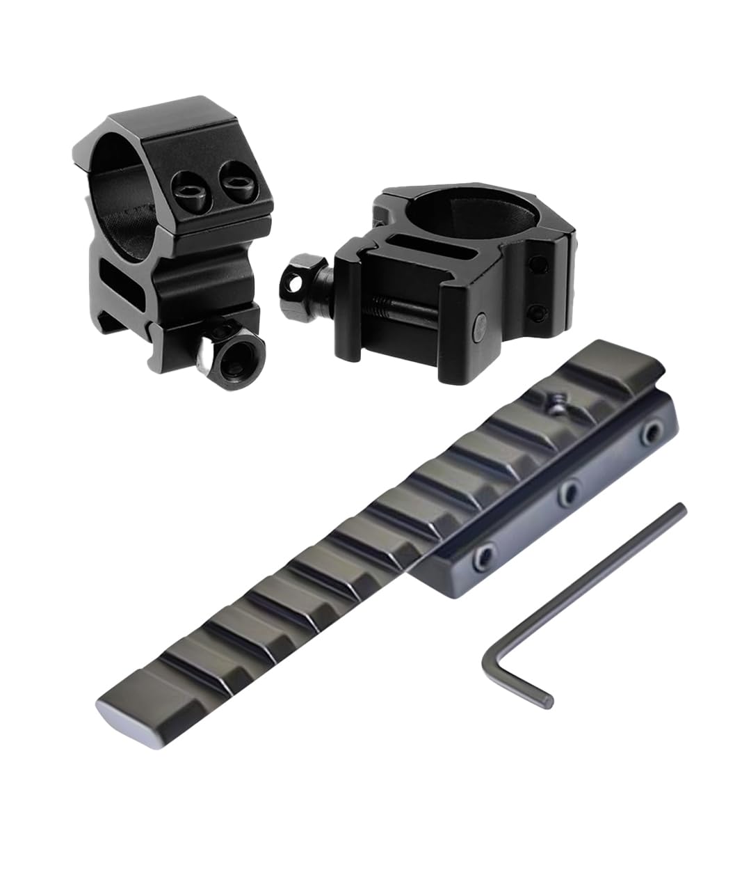 360 Tactical – 11 Slots Riser Base Adapter 11mm Dovetail Extension to 20mm Weaver Picatinny Rail Mount W/ 1 INCH 25.4MM Low Profile Scope Ring