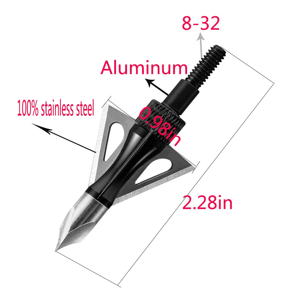 Hunting Broadheads, 3 Blades Archery Broadheads 100 Grain Screw-in Arrow Tips Compatible with Crossbow and Compound Bow(12 Pack), Black-1