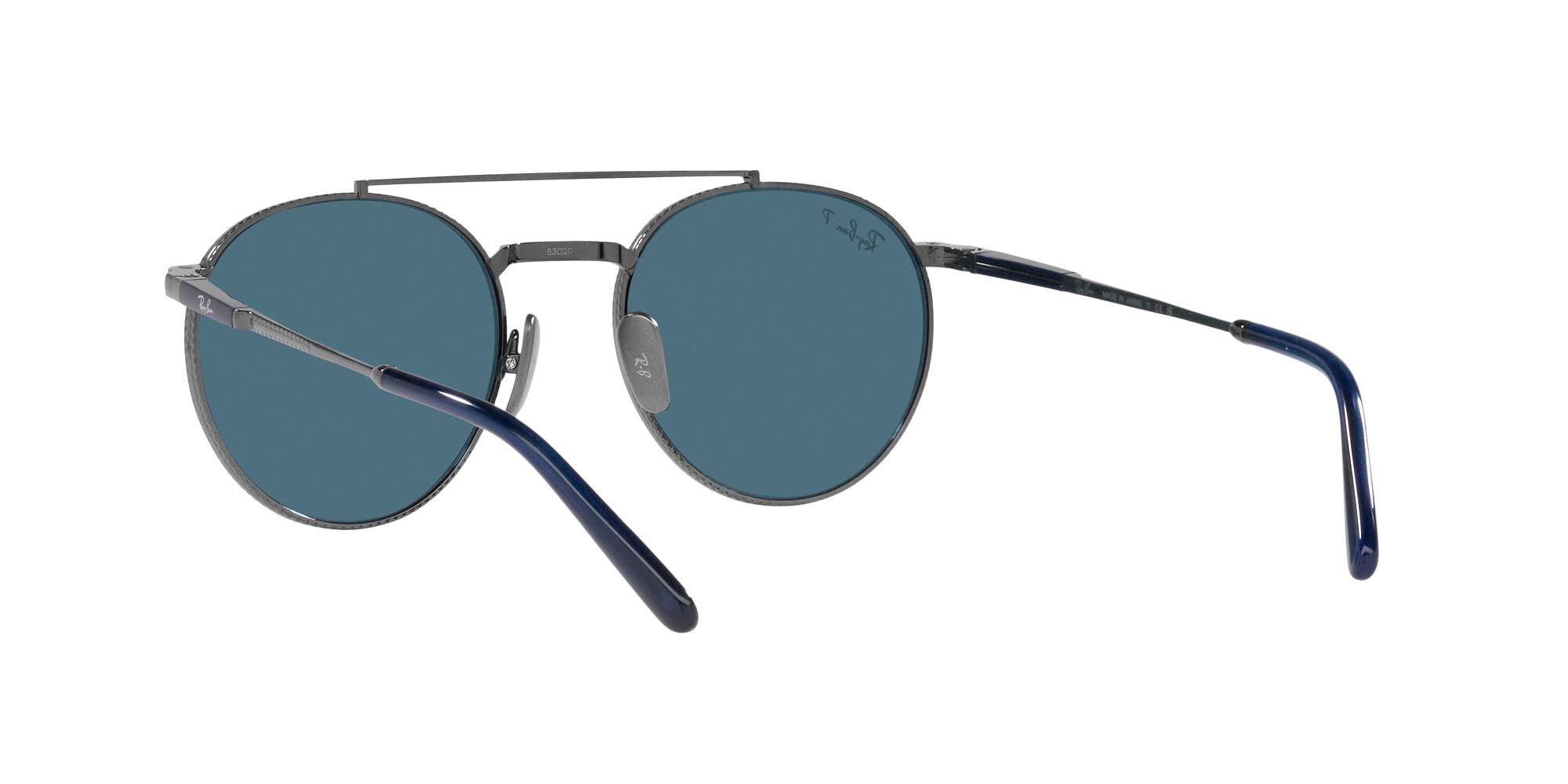 Ray-Ban RB8237 Round II Titanium Sunglasses, Gunmetal/Polarized Blue, 53 mm