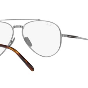 Ray-Ban RX8225V Aviator Titanium Pilot Prescription Eyewear Frames, Silver/Demo Lens, 55 mm