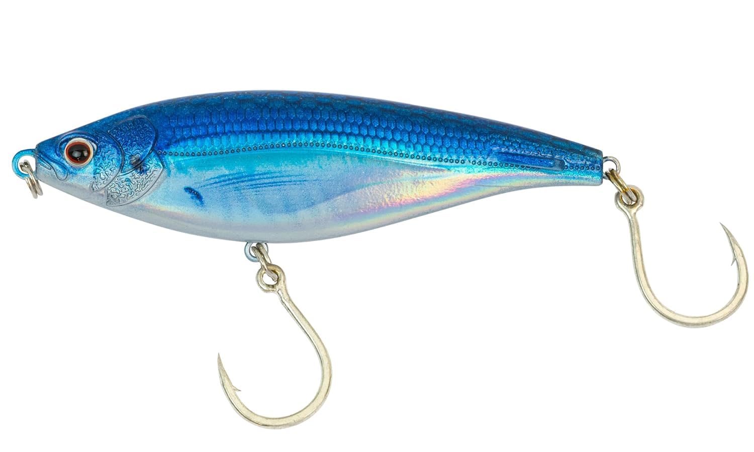 Nomad Design Madscad 78 Slow Sinking SW Twitchbait - Ideal for Snook, Striped Bass - BKK Diablo 5X Singles #1 Hooks, 3 Inch - 1/3 oz, Blue Back Shad