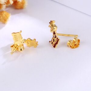 925 Sterling Silver Animals Earrings Hypoallergenic Stud Earrings Cute Animal Jewelry Unique Gifts for Women (Giraffe Stud)