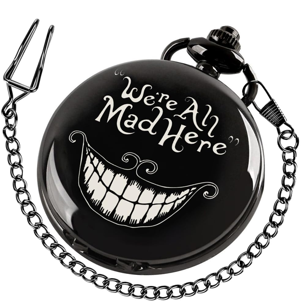 Alice Pocket Watch Lovely Pattern Quartz Pocket Watch with 37CM Chain Cosplay Best Gifts