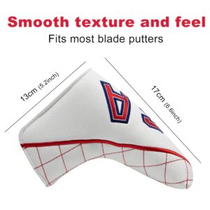 Barudan Golf Blade Putter Head Cover Headcover - Putter Cover for Blade Style Putters, Magnetic USA Putter Headcover with Magnet for Men