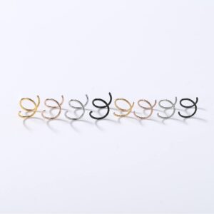 Drperfect Double Nose Ring for Single Piercing 6mm 8mm 10mm Spiral Nose Hoop Stainless Steel Twisted Hoop Nose Ring